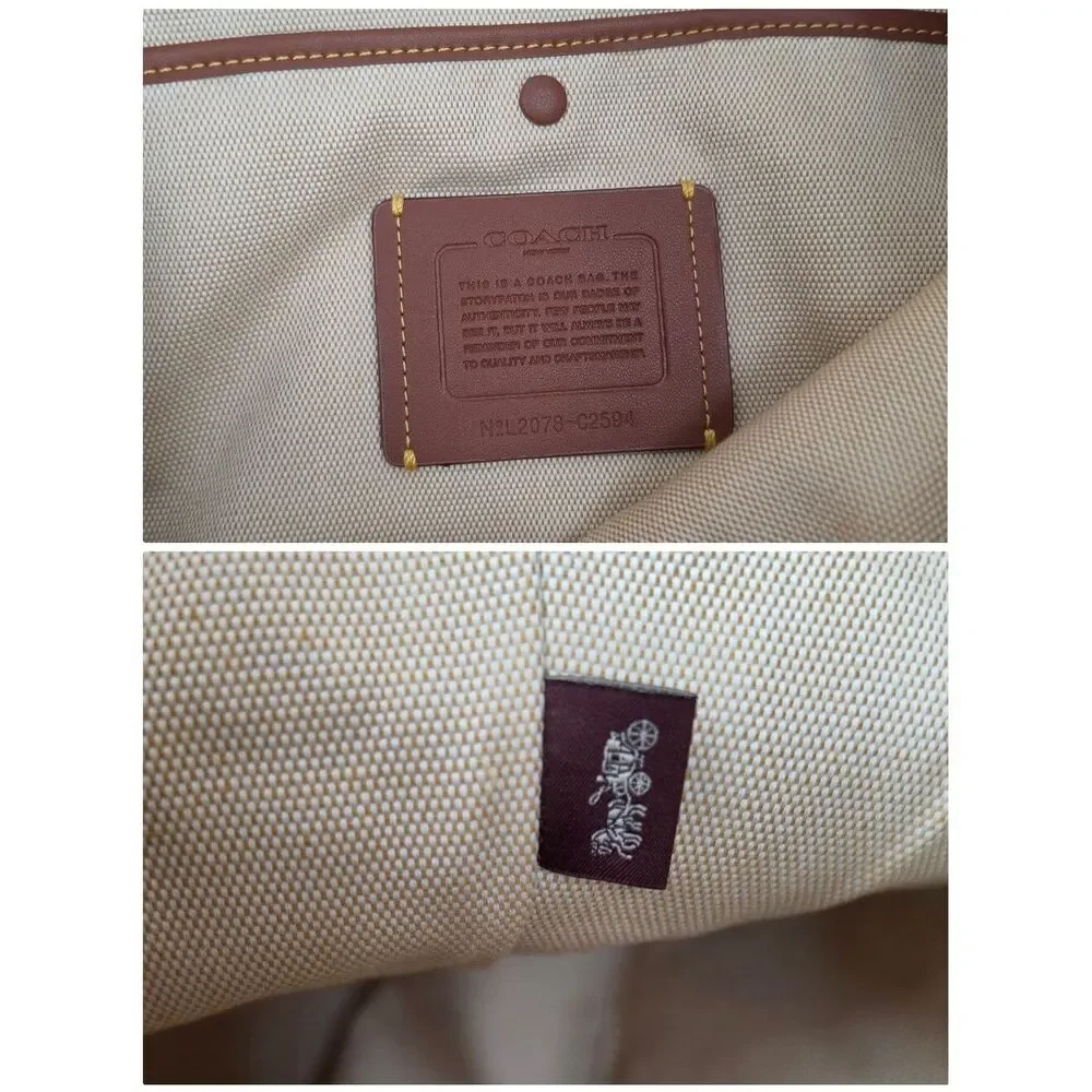 Coach Bea Neutral Two-Tone Ivory & Taupe Leather Top Zip Tote Bag